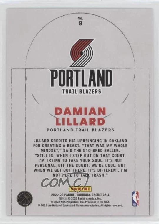 2022-23 Panini Donruss Craftsmen Purple Press Proof Damian Lillard #9 - Image 2 of 2