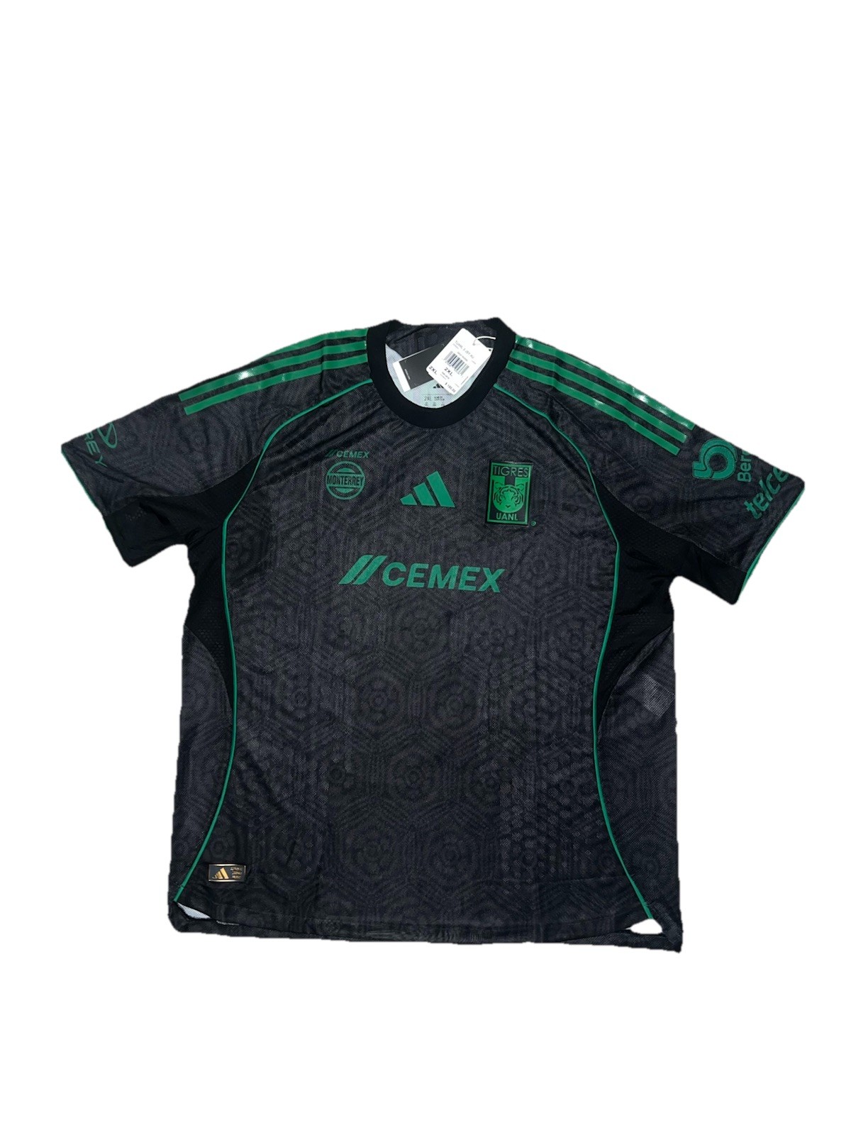 adidas Tigres UANL 25/26 Third Authentic Jersey Black Green Size 2xl