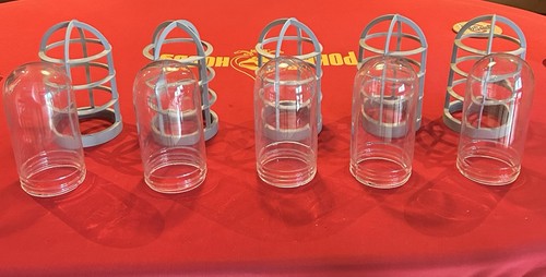 Industrial Lighting Nautical Light Glass Indoor Outdoor Aluminum Cage Lot Of 5