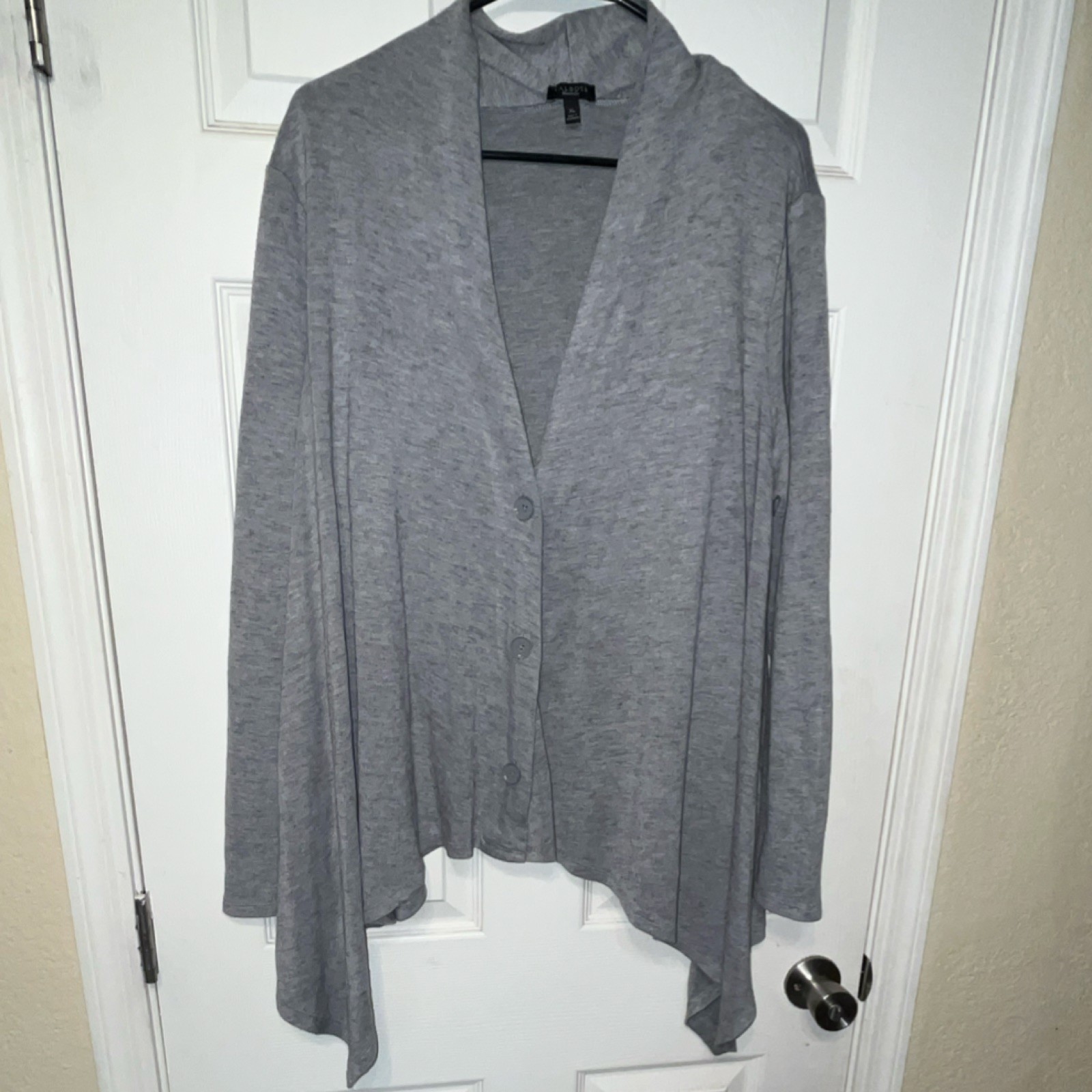 Talbots Gray Collared Button-Down Cardigan XL Lon… - image 1