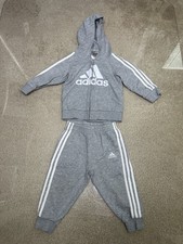 ADIDAS GREY 2 PIECE HOODIE JACKET  JOGGERS SET INFANT 12 MOS NWOT