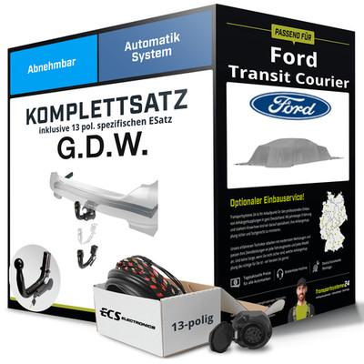 Für FORD Transit Courier V769 Anhängerkupplung abnehmbar +eSatz 13pol 23- AHK