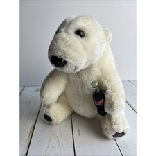 Vintage Coca-Cola Polar Bear Plush 8 Holding Classic Coke Bottle 1993