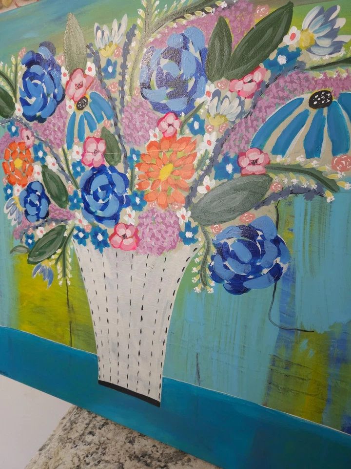 24 x 24 оригинальный холст экспрессионизм абстрактная живопись, акриловый оригинальный дом - Изображение 3 из 4