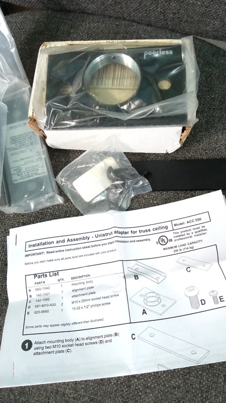 Peerless-AV's ACC550 Unistrut Adaptor for Truss Ceilings
