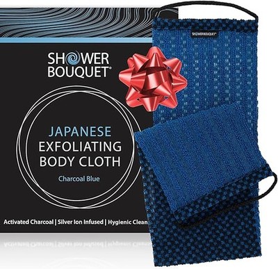 Japanese Exfoliating Washcloth for Back & Body - Charcoal & Silver Ion Exfoliati