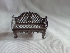 alte Metall Zinn Bank Gartenbank Prunksofa filigran für Puppenstube