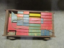 Vintage 3o's-40's Holgate Playroom Pull Wagon 44 Blocks