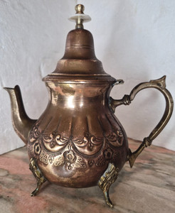 Turkish Moroccan Coffee Pot Vintage 60s Brass Copper 4-6 cup