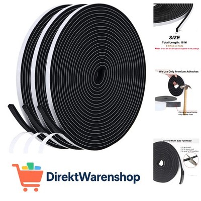 Dichtungsband Selbstklebend für Türen Fenster, 6mmB x 3mmD/18m Schaumstoff kl...