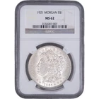 1921 $1 Morgan Silver Dollar ~ NGC MS 62