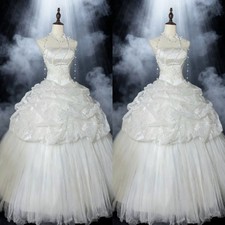 Elegant Wedding Dresses Strapless Lace A Line White Ivory Tulle Bridal Gowns