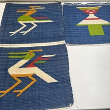 Moroccan Wool Needlepoint Pillow Cover Panels Set of 3