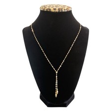 Solid 14K Yellow Gold Y Lariat Necklace   Dainty Drop Chain.18