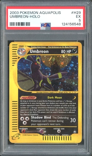 Pokemon TCG: Umbreon H29/H32 Aquapolis Holo Rare PSA 5 EX
