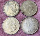 4  PRE 1921  MORGAN  90 %  SILVER  DOLLAR  COINS.  AU./ DETAILS  LOT # 35 — photo 2