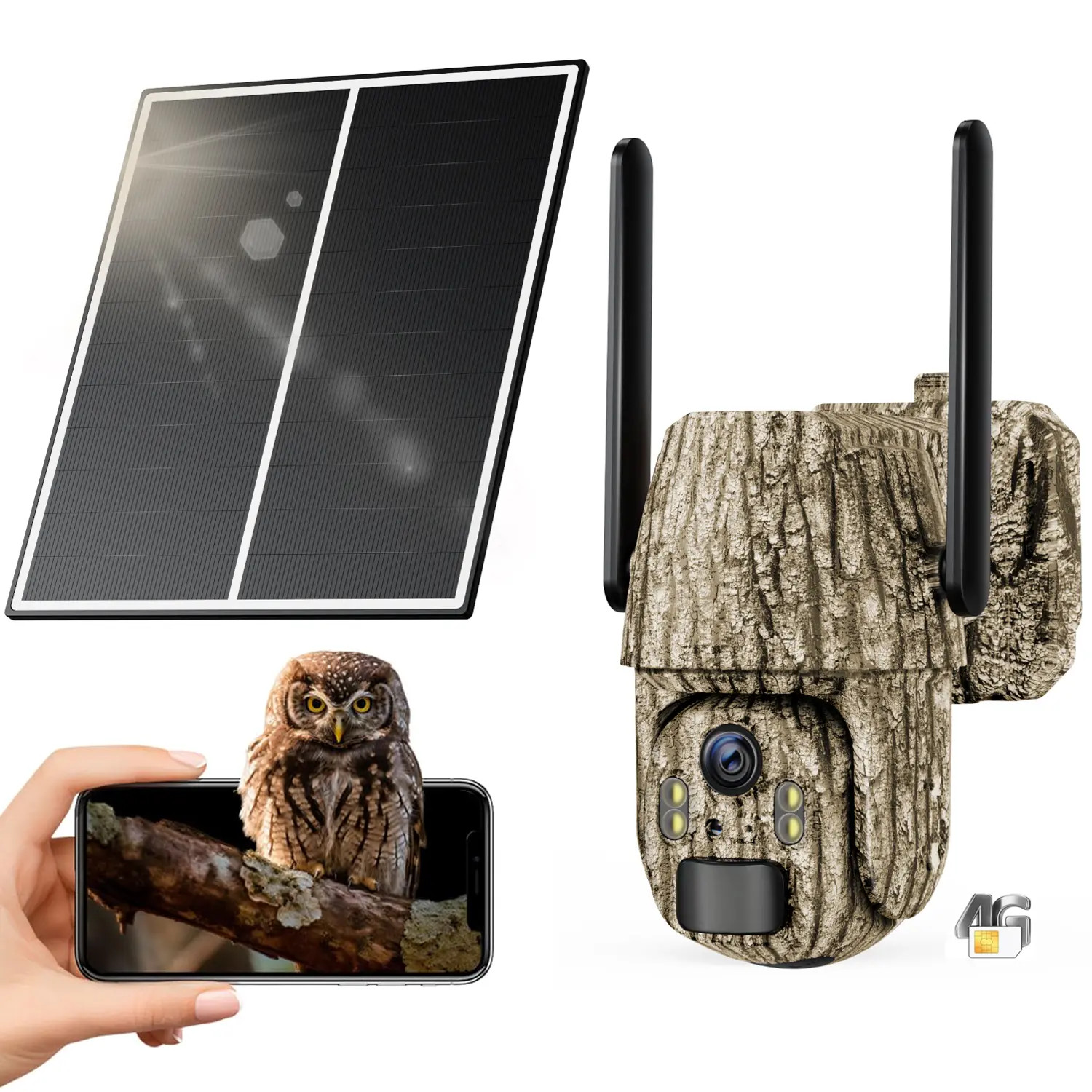 Camouflage 4G LTE Cellular Solar Powered Surveillance Security Camera for Home&O