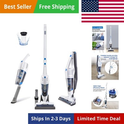 Cordless Handheld & Stick Vacuum Cleaner 2 in 1, Rechargeable Li-ion Battery ...