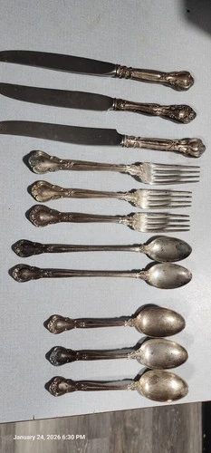 Sterling Silver 5 Spoons 3 Forks And 3 Knives Over 11oz Pure Silver