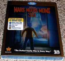 Mars Needs Moms (Four-Disc Blu-ray 3D / Blu-ray / DVD) NEW!