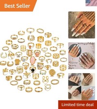 Dainty Gold Stacking Rings Set - Non-Tarnish Adjustable Jewelry for Women