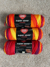 RED HEART Super Saver - FRUITY STRIPE - 3 pk 236 yds/skein - 4 Med NO DYE LOT
