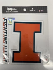 RARE 2 LARGE Fighing Illini Vehicle Magnet Decals by IPG Team Sports & NCAA