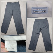 Levi's Action Slacks Men's 36x32 Gray Dress Pants Polyester USA Made