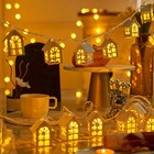 LED Light Mini Wood House Model Christmas Tree House Style Fairy Light String 