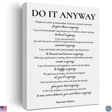 Motivational Canvas Wall Art - "Do It Anyway" Quote, 12x15 Inch, Framed Decor