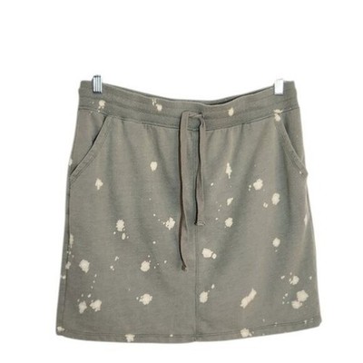 Thread & Supply Olive Green Distressed Polka Dot Pull-On Mini Skirt Size XL