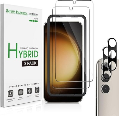 [2+2 PCS] Hybrid Film Screen Protector & Camera Lens Protector for Samsung Galax