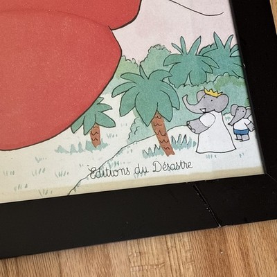 Babar En Avion Laurent de Brunhoff Limited Poster 30” x24” + Frame