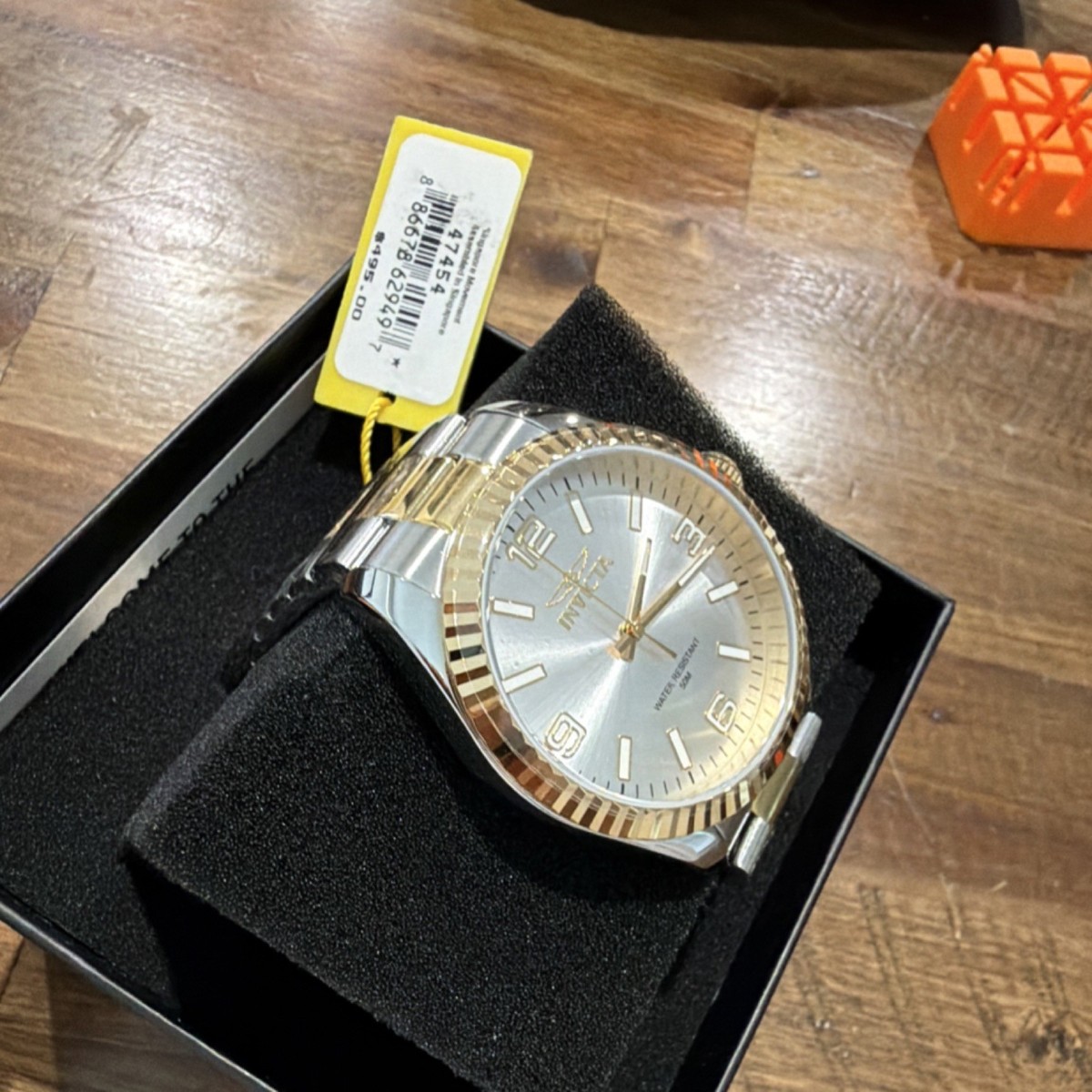 Invicta Silver Gold Fluted Bezel Sunburst Dial Water 