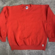 Men's Vintage 90's Russell Athletic USA Red Blank Crewneck Sweatshirt Sz L VTG 