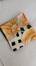 Silk Scarf Square Green/Yellow/ Floral/Elegan...