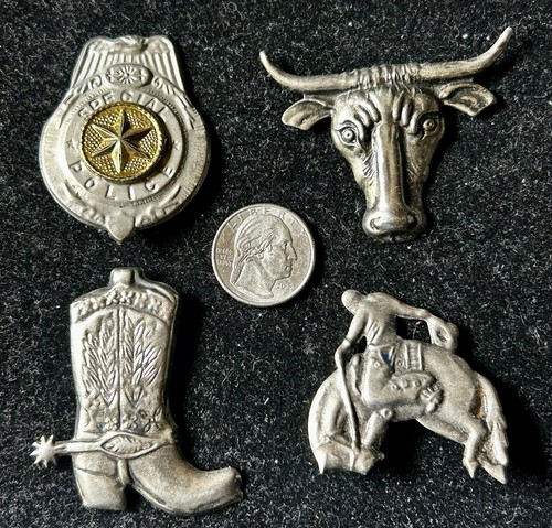 Ancien insigne et épingle jouet western lot de 7 - milieu du siècle Japon Allemagne Steer Boot - Photo 10/10