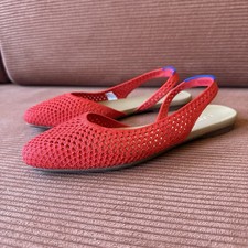 Rothy s The Almond Slingback Red Poppy Mesh Knit Brand New No Box Size 8 Womens