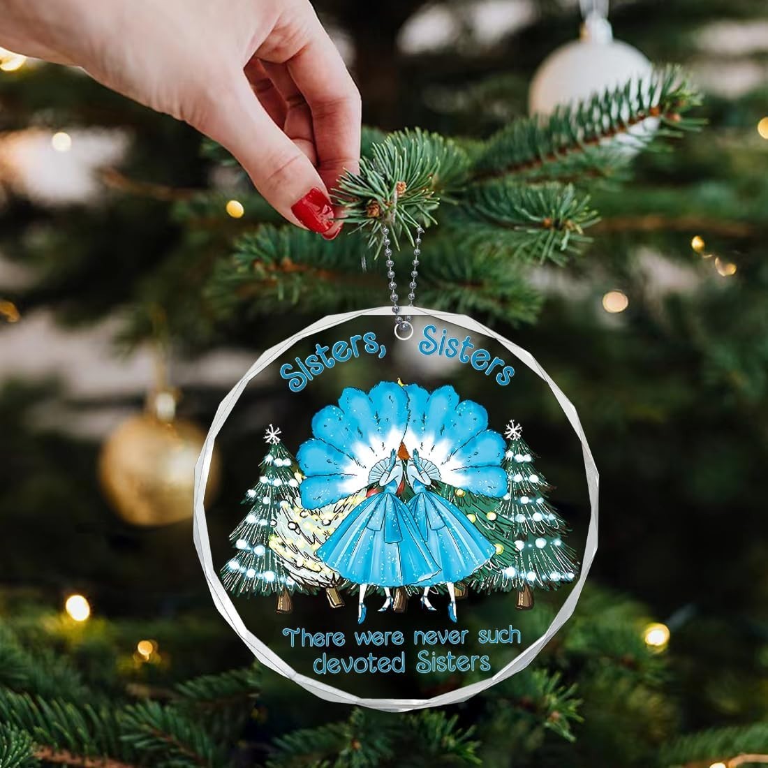 Sister Ornament, White Christmas Sisters Ornaments for Best Friend