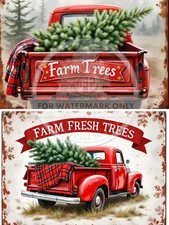 Christmas Farm Fresh Truck | A4 Rice Paper | Paper for Decoupage