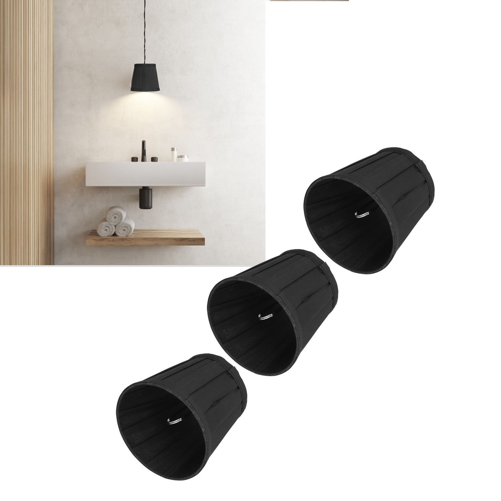3pcs Pleated Clip Modern Simple E14 Lampshade Clip-on-Black
