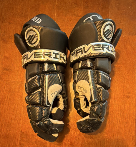 Maverik M9 Lacrosse Gloves Black Gray Green Size 13 Synthetic Suede Padded