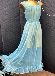 vintage st Michael sheer nylon 1960s turquoise Nightgown nightdress bust 34''