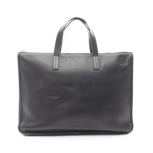 LOEWE Anagram Business Bag Leather Black Men Used Authentic