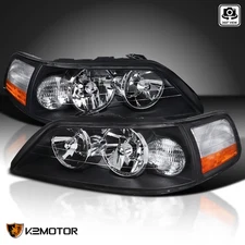 Black Fits 2005-2011 Lincoln Town Car Front Headlights Head Lamps Left+Right