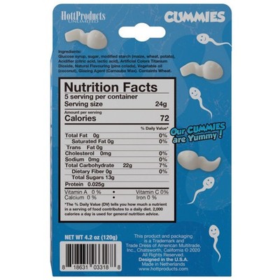 Hott Products Sperm Shape Gummies Pina Colada Flavored Hp-Htp3318