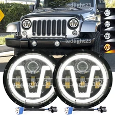 7'' Round LED Headlights Fit For Jeep Wrangler Custom Unlimited Sport JK JL TJ