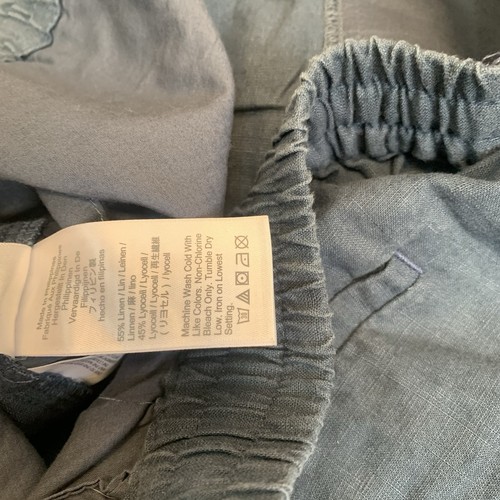 Pantalones Cortos J.Crew 2 Lino Mezcla Lyocell Reimaginados Cordón Caqui Azul Marino L - Imagen 12 de 14