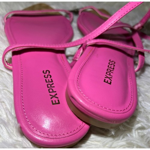 Express flache Riemchensandalen Damengröße 7 metallic spitz zulaufend pink/goldfarben neu mit Etikett - Bild 2 von 7