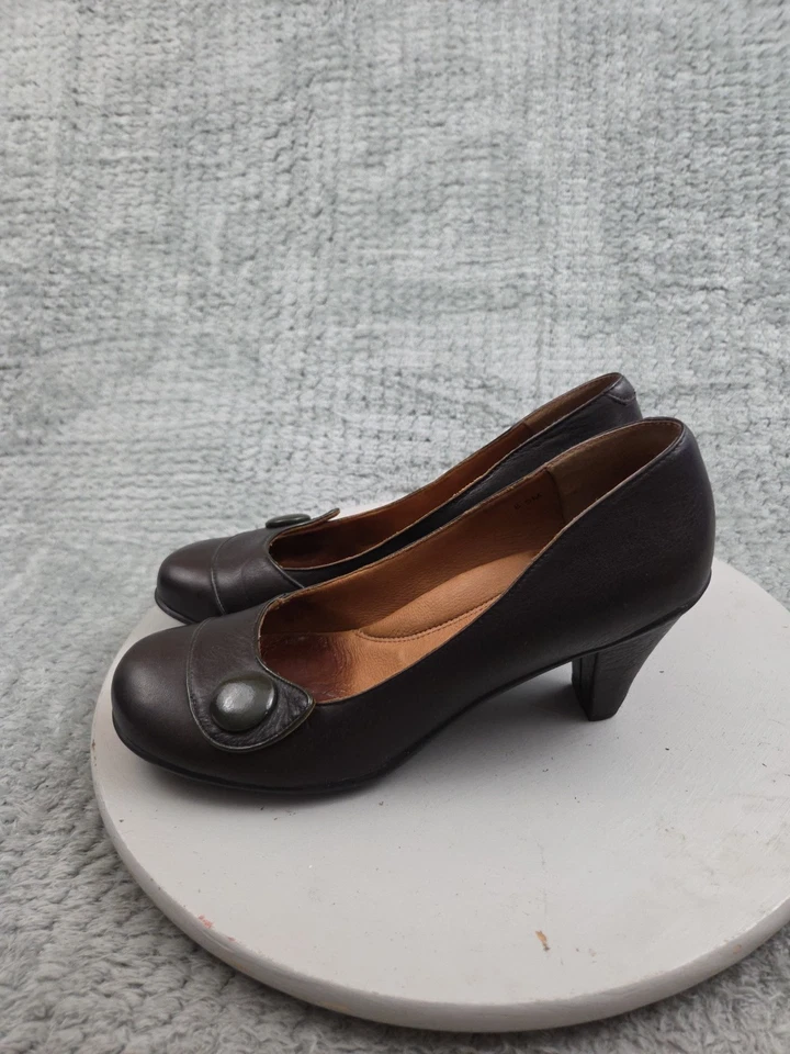 Zapatos sin cordones Cobb Hill de cuero marrón oscuro con tacón ancho para mujer talla 8,5 M Foto 2 de 4